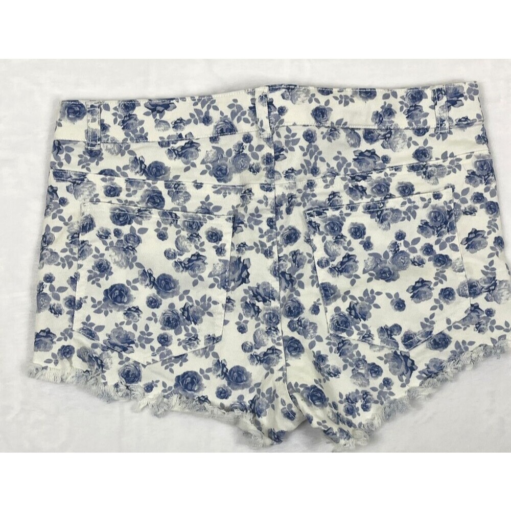 Divided H & M Floral Cut-Off Shorts White with Blue Roses Flowers Size 10 - Picture 5 of 7